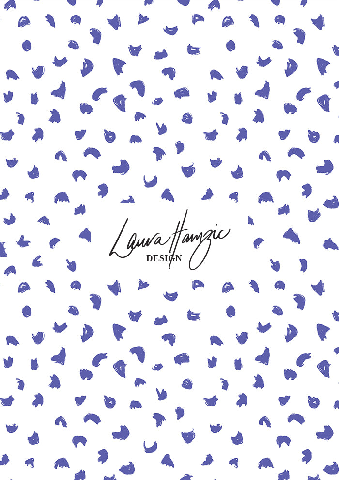 Gumnut speckle pattern design by Laura Hamzic - Blue on White Colourway