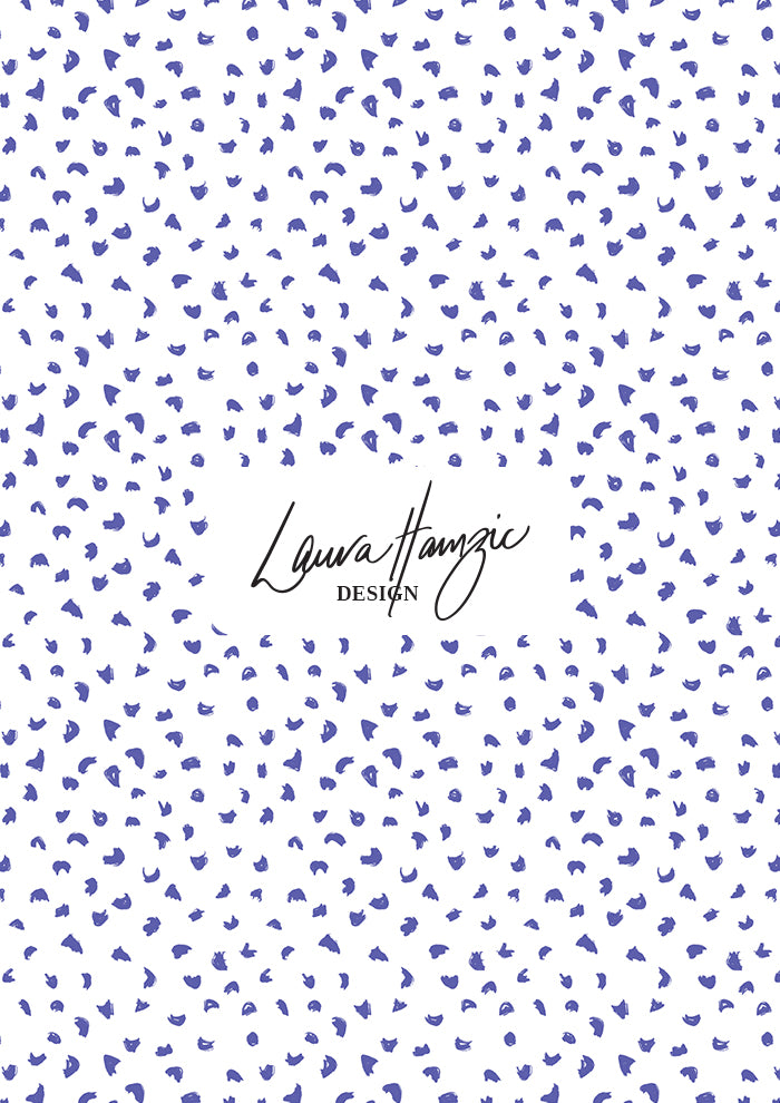 Gumnut speckle pattern design by Laura Hamzic - Blue on White Colourway