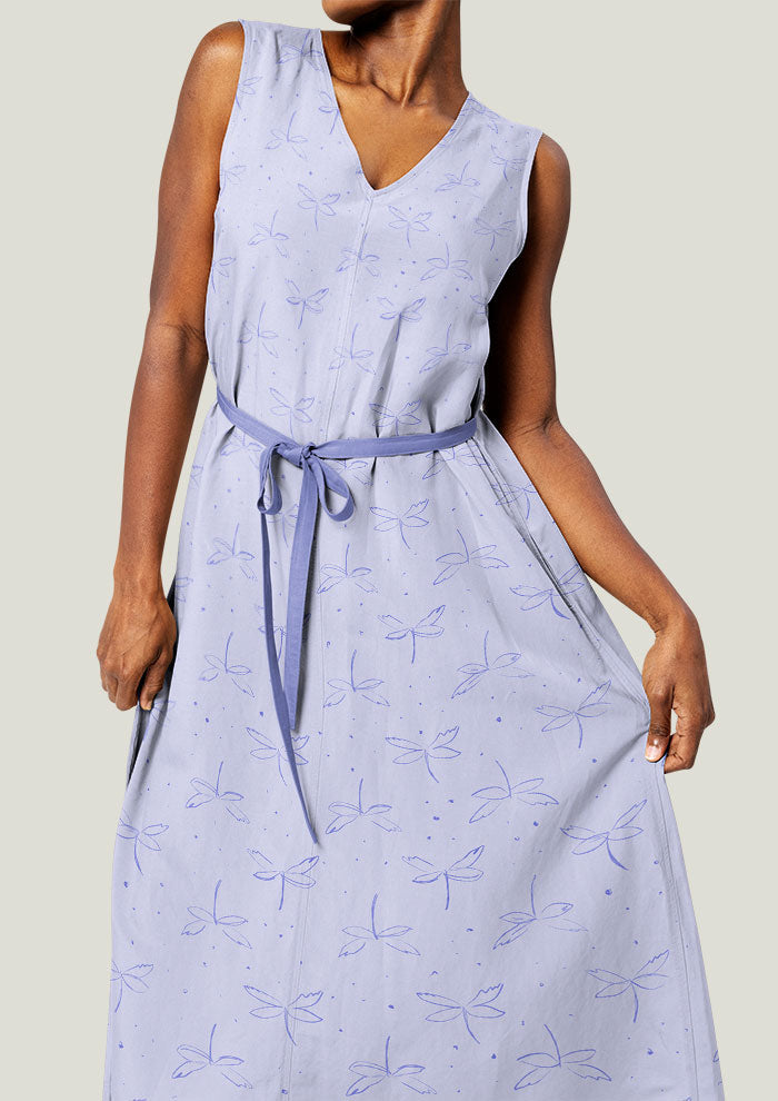 Dress mockup featuring the Hedgerow Hover pattern by Laura Hamzic, Australian surface pattern designer