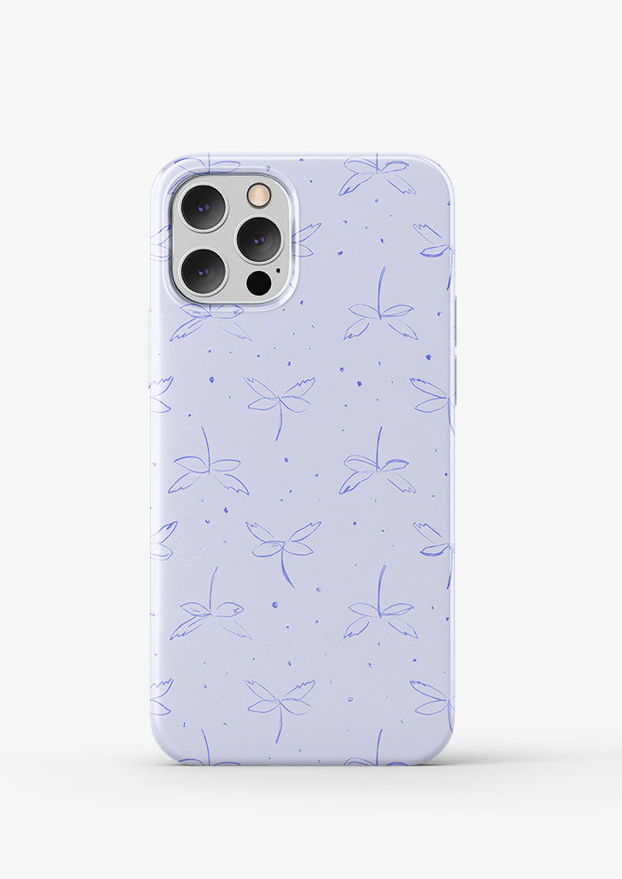 Phone case mockup showcasing the Hedgerow Hover pattern by Laura Hamzic, Australian surface pattern designer