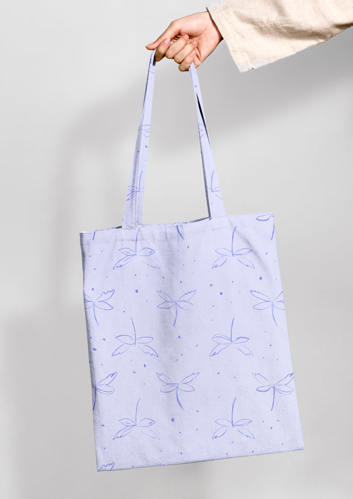 Tote bag mockup with the Hedgerow Hover pattern by Laura Hamzic, Australian surface pattern designer