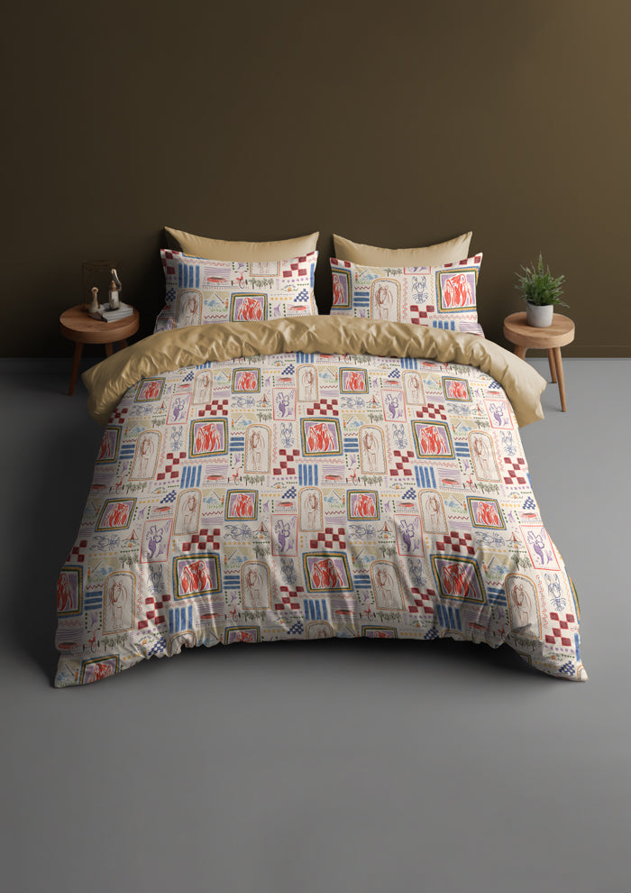 Bed mockup showcasing the Homegrown Days pattern by Laura Hamzic, Australian surface pattern designer
