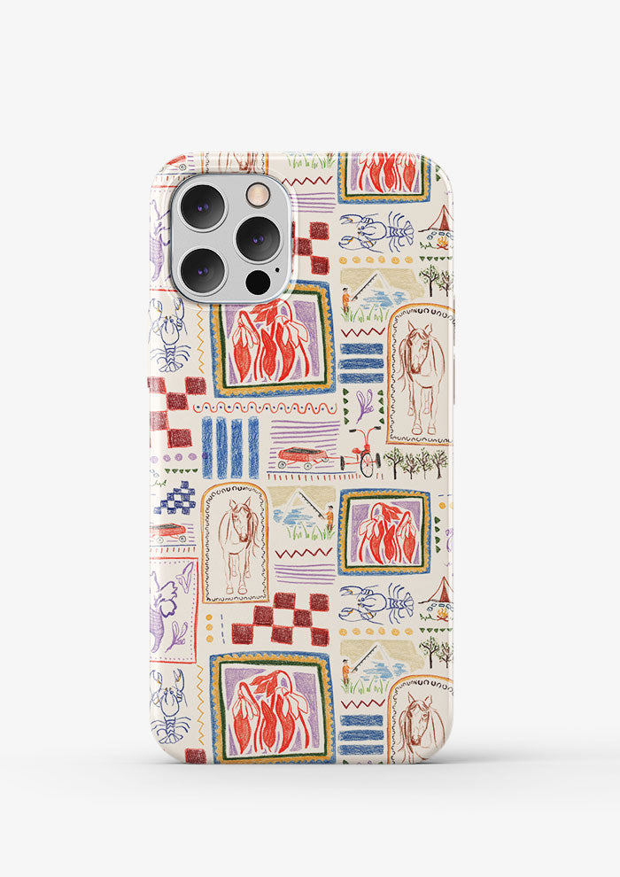 Phone case mockup with the Homegrown Days pattern by Laura Hamzic, Australian surface pattern designer