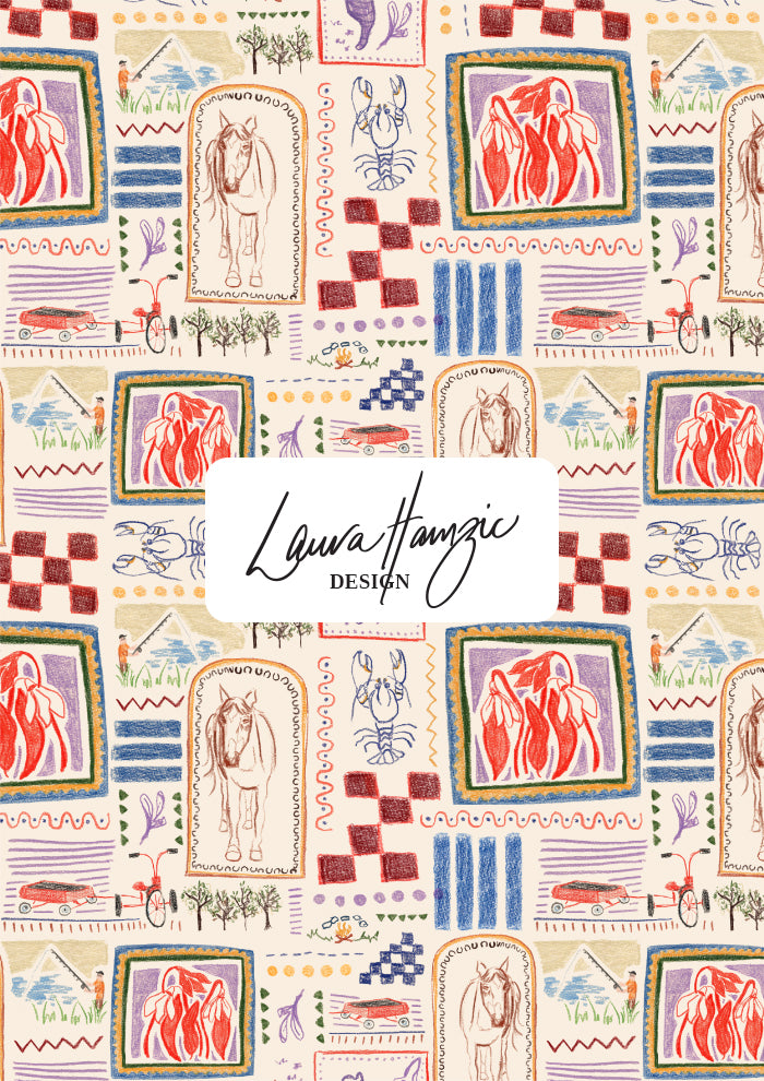 Small-scale Homegrown Days pattern by Laura Hamzic, Australian surface pattern designer