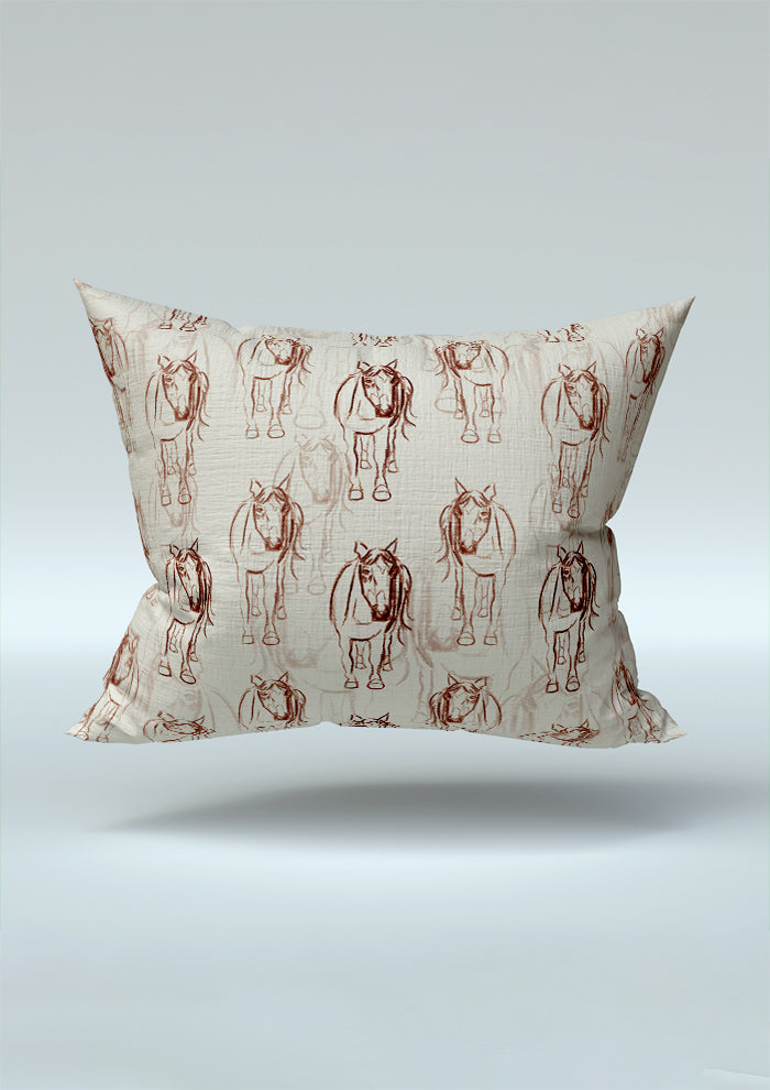 Cushion mockup showcasing the Horsing Around pattern by Laura Hamzic, Australian surface pattern designer