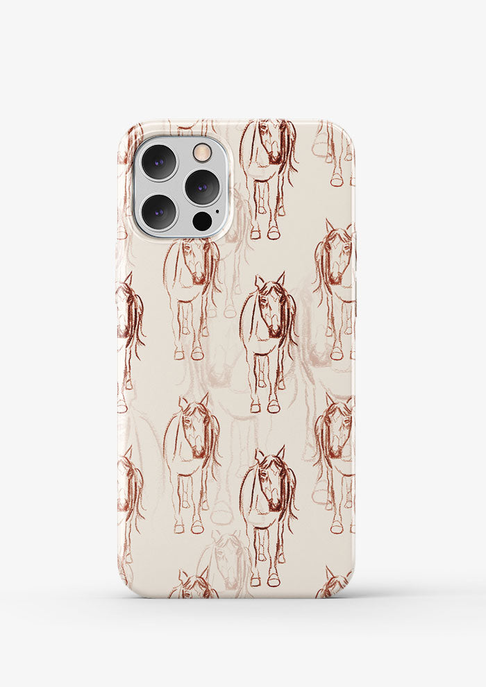 Phone case mockup with the Horsing Around pattern by Laura Hamzic, Australian surface pattern designer