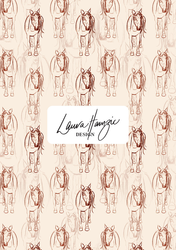 Small-scale Horsing Around pattern by Laura Hamzic, Australian surface pattern designer