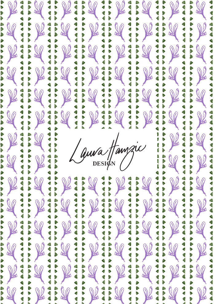 Small-scale Jacaranda Path pattern by Laura Hamzic, Australian surface pattern designer