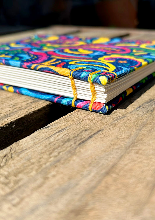 Hand-bound art journal with Paisley Days watercolour cover by Australian artist Laura Hamzic