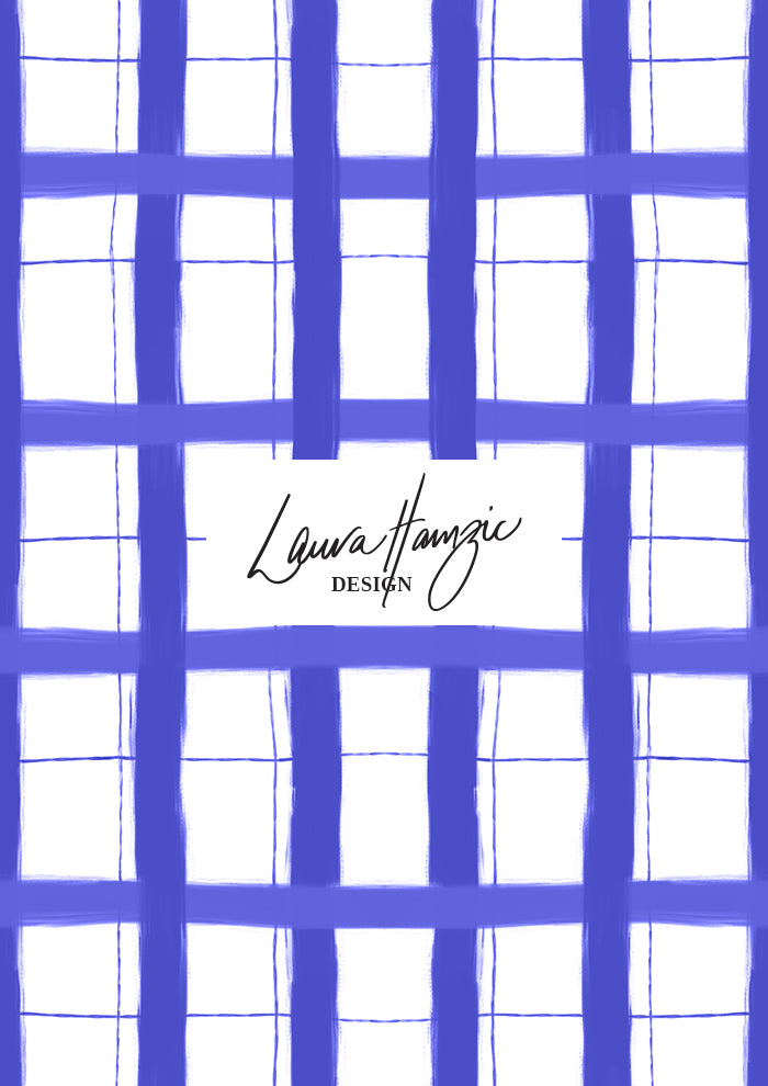 Medium-scale Lavender Gingham pattern by Laura Hamzic, Australian surface pattern designer