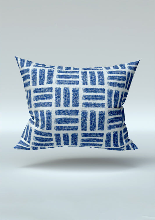 Cushion mockup featuring the Leotard Lines pattern by Laura Hamzic, Australian surface pattern designer