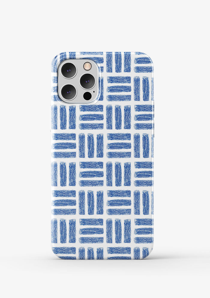 Phone case mockup with the Leotard Lines pattern by Laura Hamzic, Australian surface pattern designer