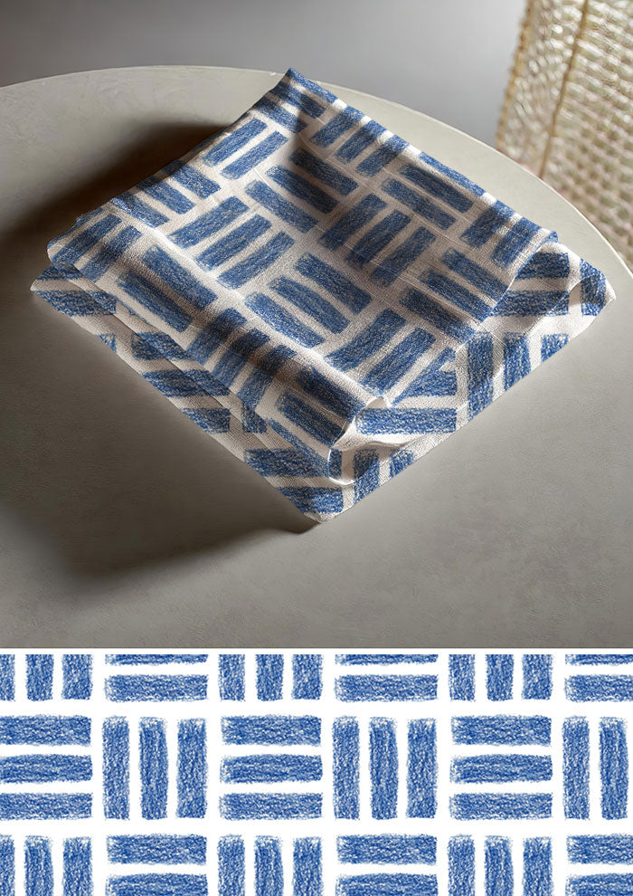 Tea towel mockup showcasing the Leotard Lines pattern by Laura Hamzic, Australian surface pattern designer