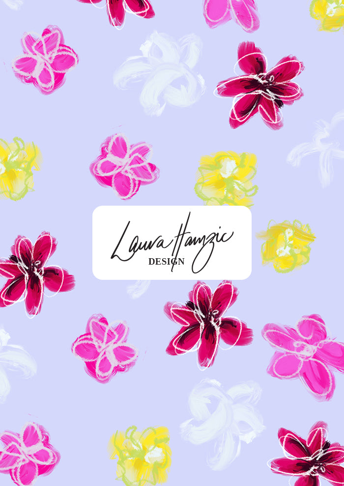 Petal Parade pattern design in a pale blue colourway by Laura Hamzic - Australian Artist