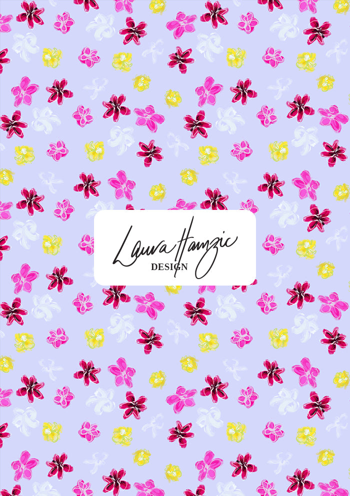 Petal Parade pattern design in a pale blue colourway by Laura Hamzic - Australian Artist