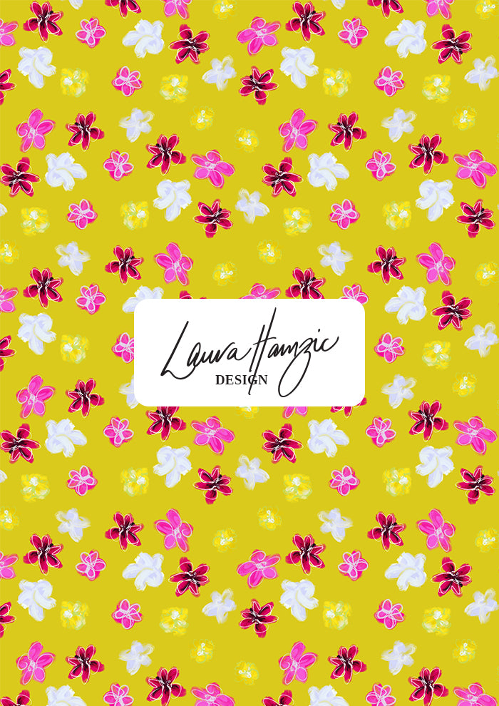 Petal Parade pattern design in a Yellow colourway by Laura Hamzic - Australian Artist