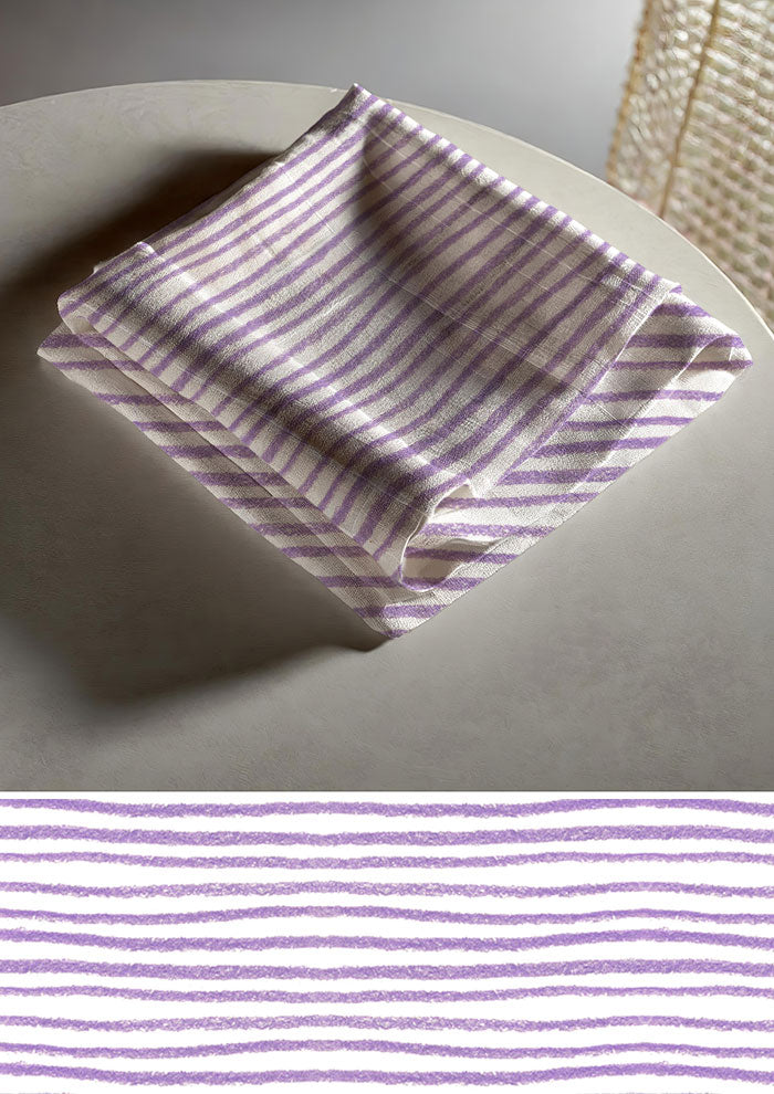 Tea towel mockup featuring the Plough Lines pattern by Laura Hamzic, Australian surface pattern designer