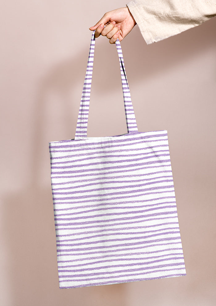 Tote bag mockup showcasing the Plough Lines pattern by Laura Hamzic, Australian surface pattern designer