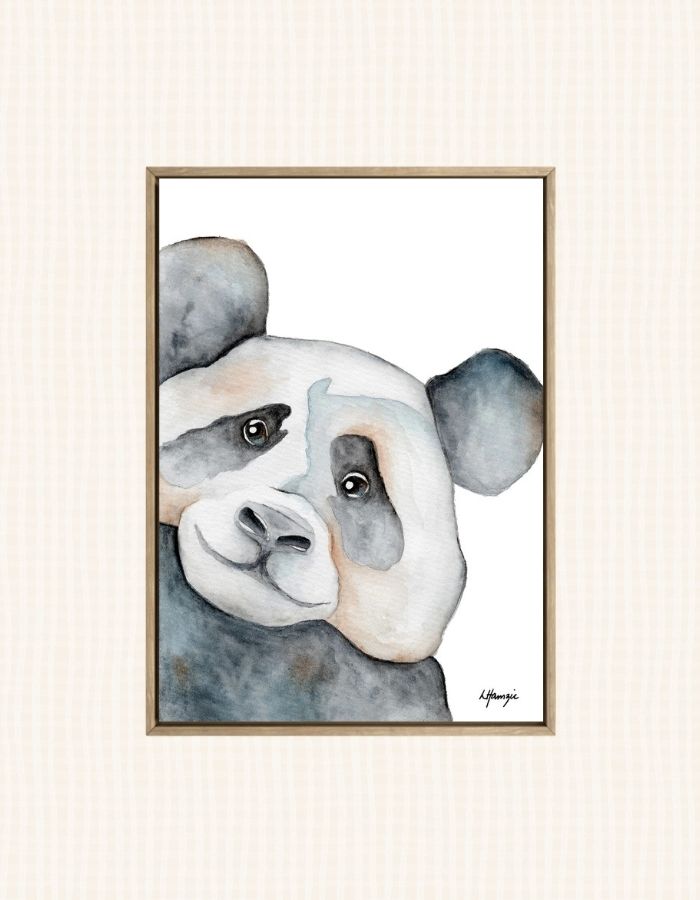 Whimsical Black and White Panda captured in watercolour by Australian Artist Laura Hamzic