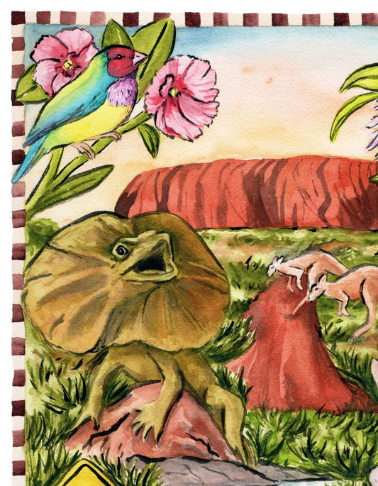 NT travel souvenir print capturing Uluru region and Australia’s outback scenery