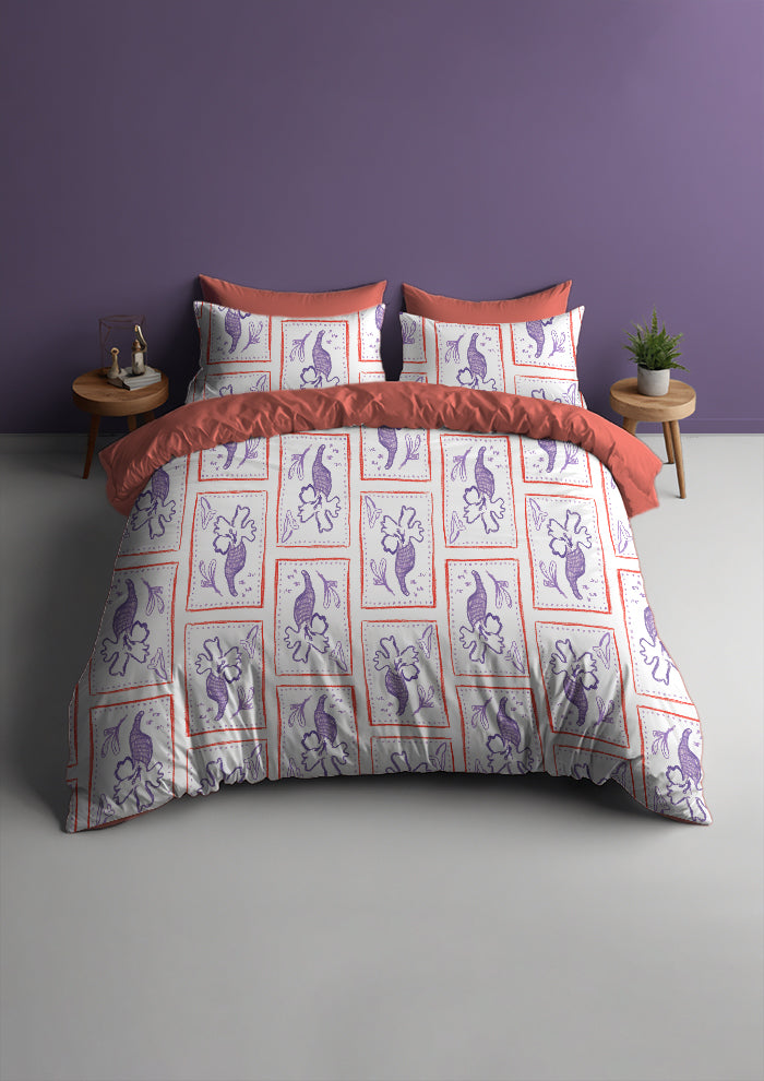 Bed mockup with the Purple Rain pattern by Laura Hamzic, Australian surface pattern designer