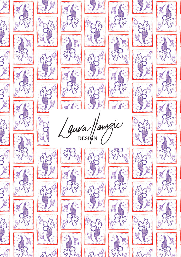 Small-scale Purple Rain pattern by Laura Hamzic, Australian surface pattern designer