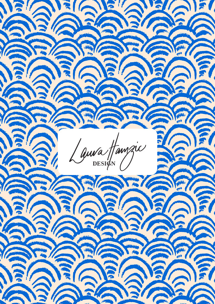 Sand Dune Scallop surface pattern – rhythmic scallop design inspired by rippling sand dunes. Hand-drawn in coloured pencil with bold texture and movement, Australian surface pattern design for kidswear, textiles, wallpaper, and summer products.
