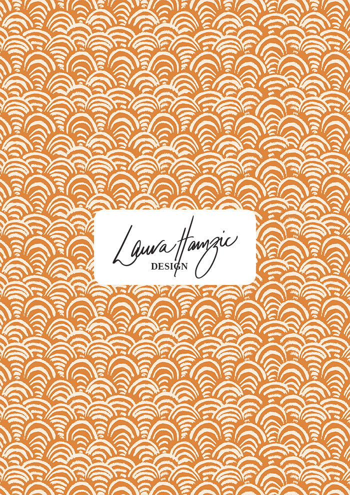 Sand Dune Scallop surface pattern – rhythmic scallop design inspired by rippling sand dunes. Hand-drawn in coloured pencil with bold texture and movement, Australian surface pattern design for kidswear, textiles, wallpaper, and summer products.