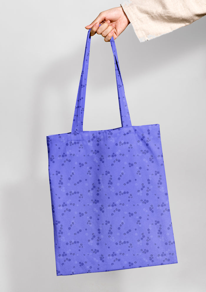 Tote bag mockup showcasing the Speckled Blooms pattern by Laura Hamzic, Australian surface pattern designer