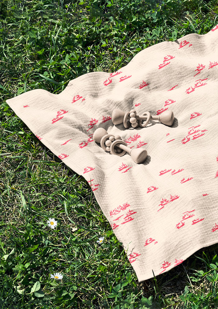 Muslin featuring Spinifex Scatter surface pattern – hand-drawn spinifex grass design, textured and natural, inspired by the Australian outback, versatile apparel and soft furnishing fabric.