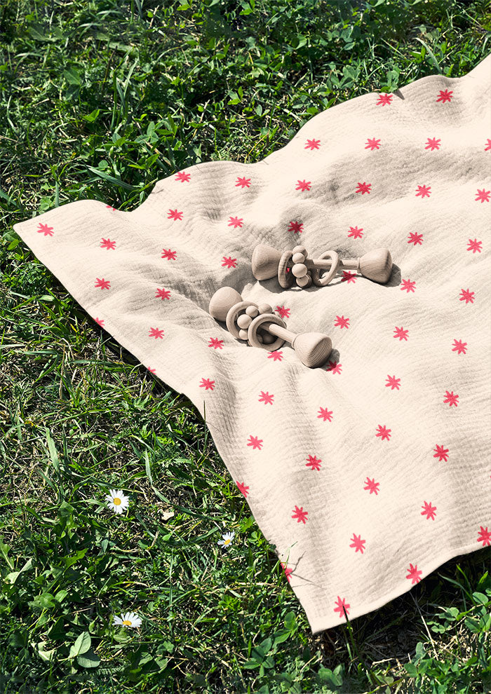 Soft swaddle featuring Star Bright hand-drawn pencil stars – night sky inspiration from camping trips, Australian children’s fabric design, kidswear, stationery, playful surface pattern.