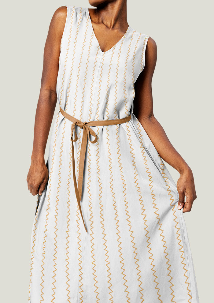 Dress mockup with the Stitch in Time pattern by Laura Hamzic, Australian surface pattern designer