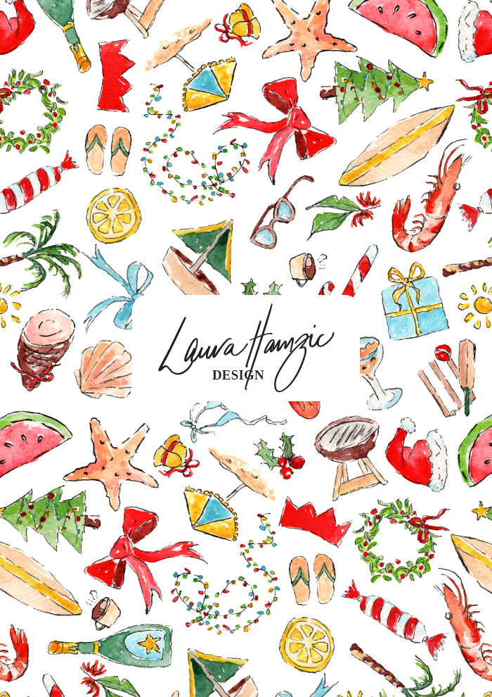 Christmas pattern design with Australian Summer elements by Sydney Pattern Designer Laura Hamzic