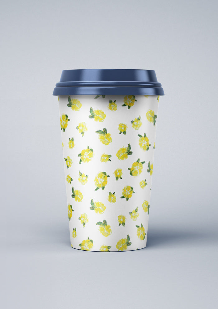 Fun coffee cup pattern design by Laura Hamzic - Sun Sprinkle artwork
