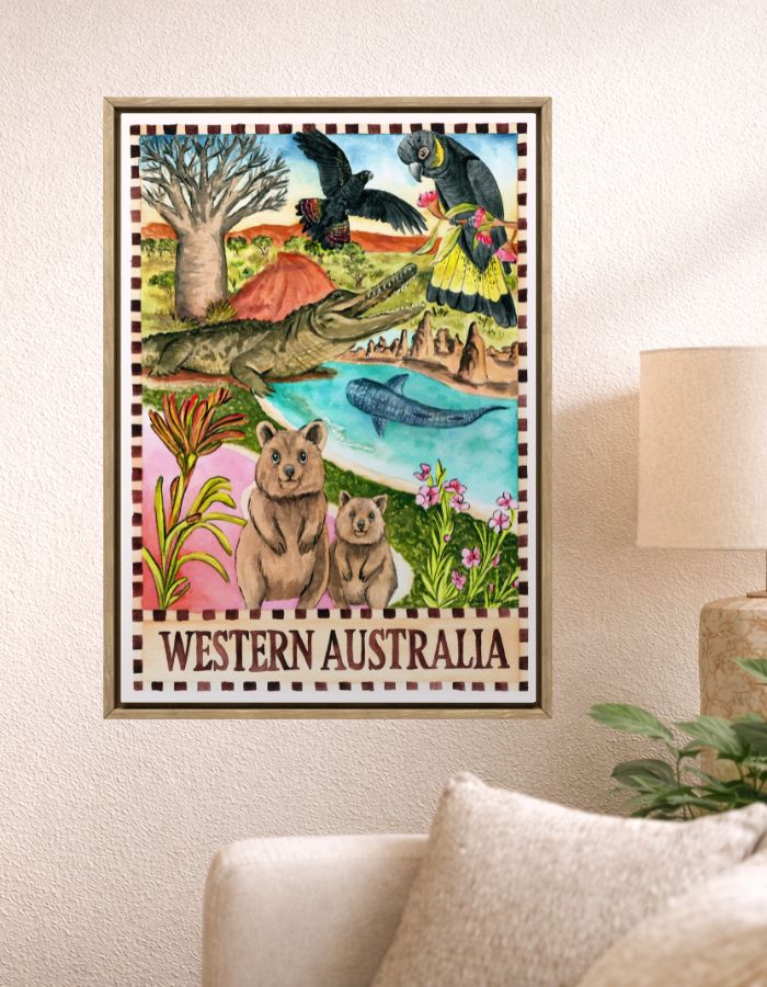 Australia WA souvenir print inspired by natural beauty, beaches and vast landscapes