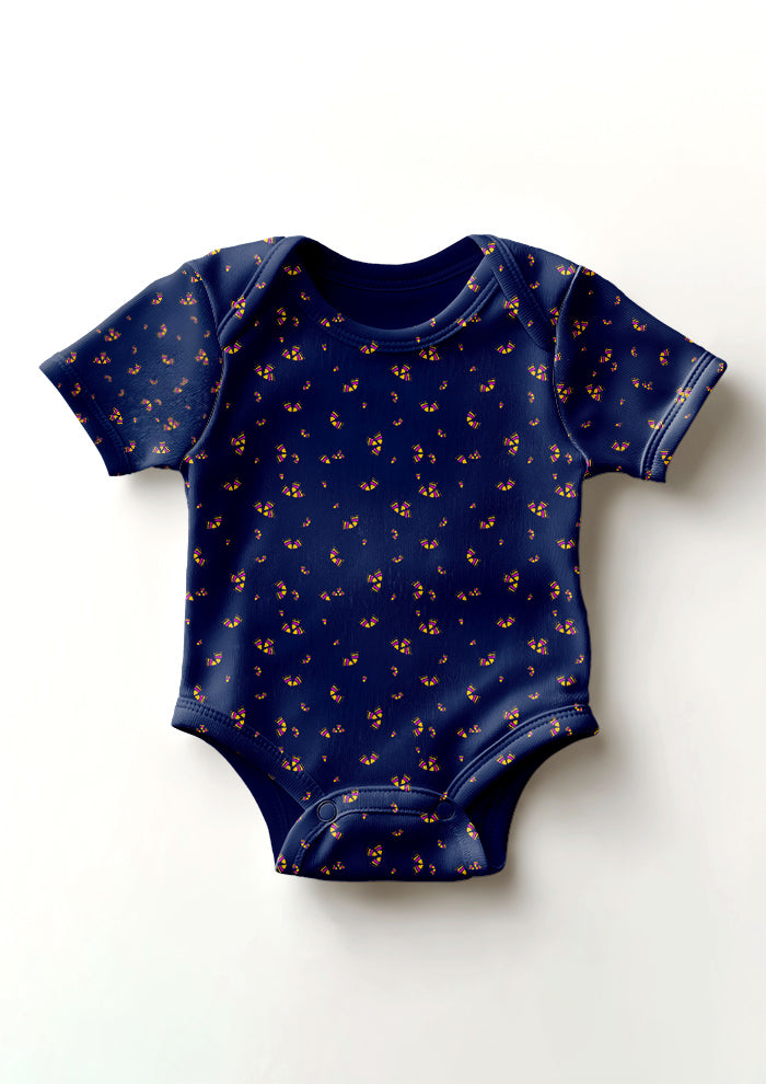 Australian onesie pattern design by Laura Hamzic - Wanderbloom features playful watercolour eucalypt blossoms scattered organically across the surface
