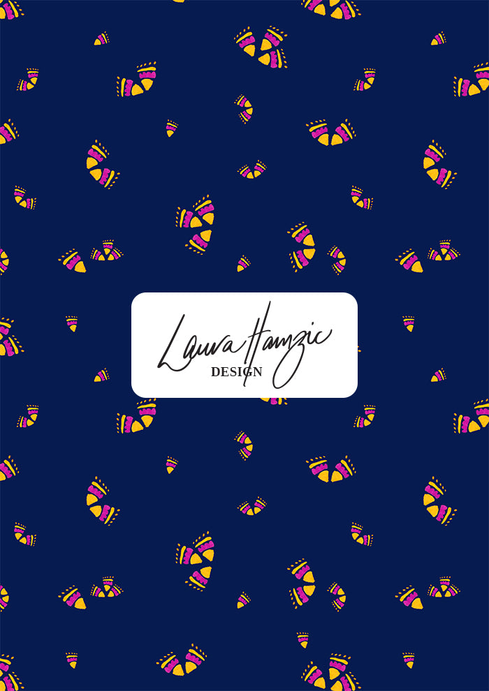 Australian pattern design by Laura Hamzic - Wanderbloom features playful watercolour eucalypt blossoms scattered organically across the surface