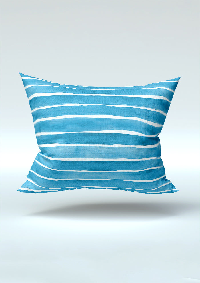 Denim Washed Stripe pattern on cushion mockup. Pattern design by Laura Hamzic, Australian Artist.