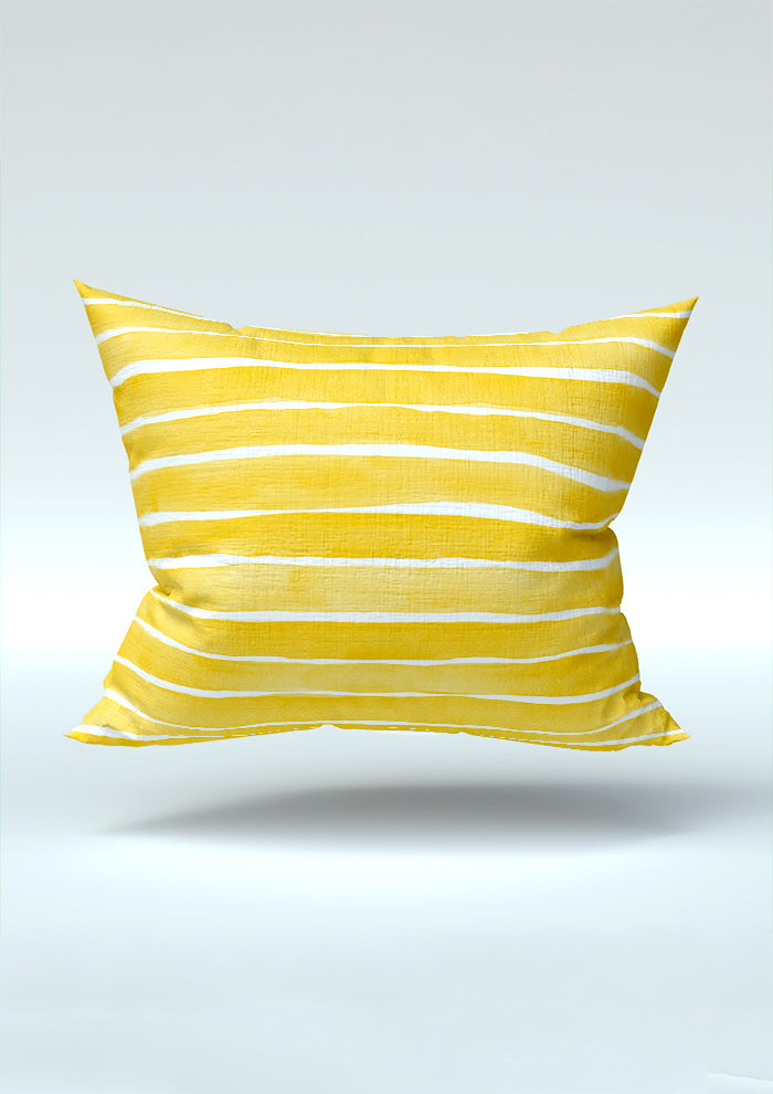 Yellow Washed Stripe pattern on fabric mockup. Pattern design by Laura Hamzic, Australian Artist.