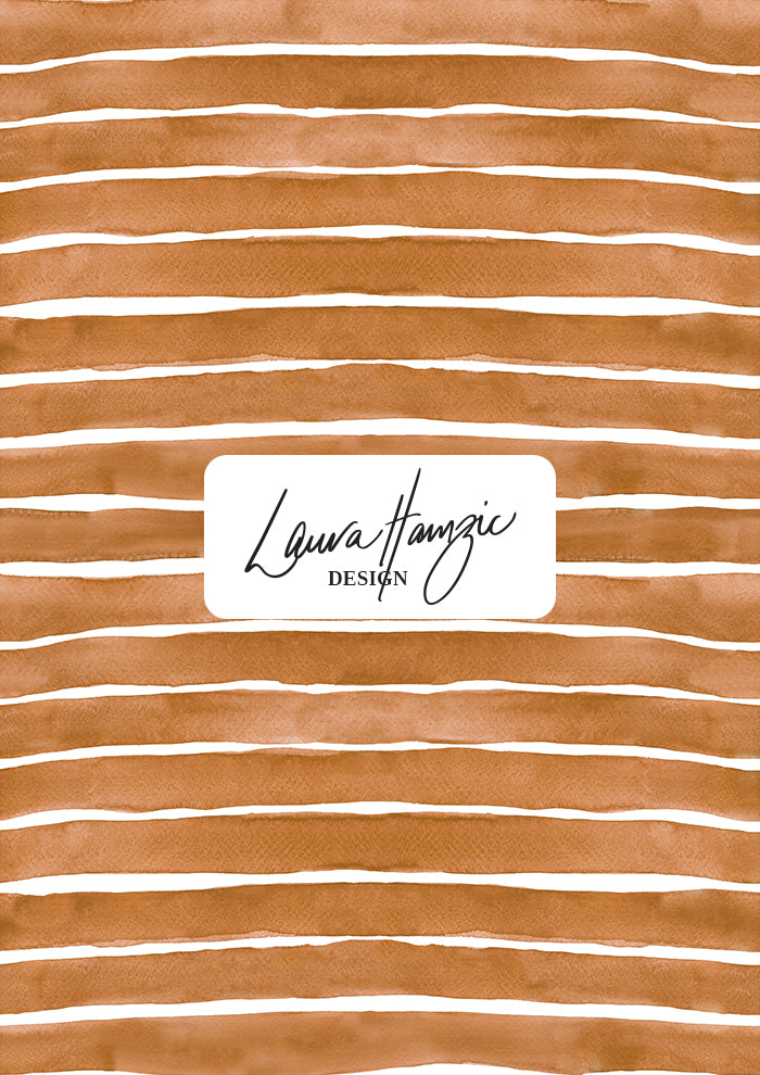 Tan Washed Stripe watercolour pattern, medium scale, for decor. Pattern design by Laura Hamzic, Australian Artist.