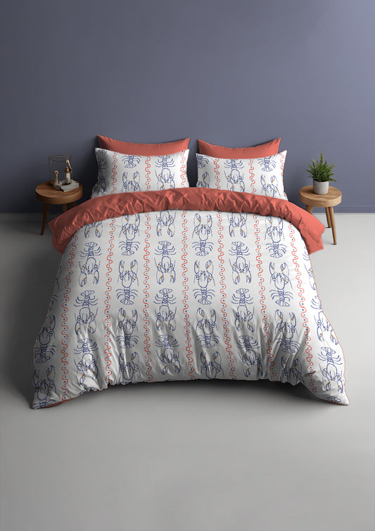 Bed mockup featuring the Yabby Races pattern by Laura Hamzic, Australian surface pattern designer