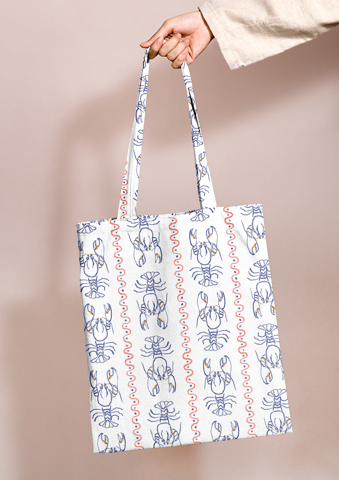 Tote bag mockup with the Yabby Races pattern by Laura Hamzic, Australian surface pattern designer
