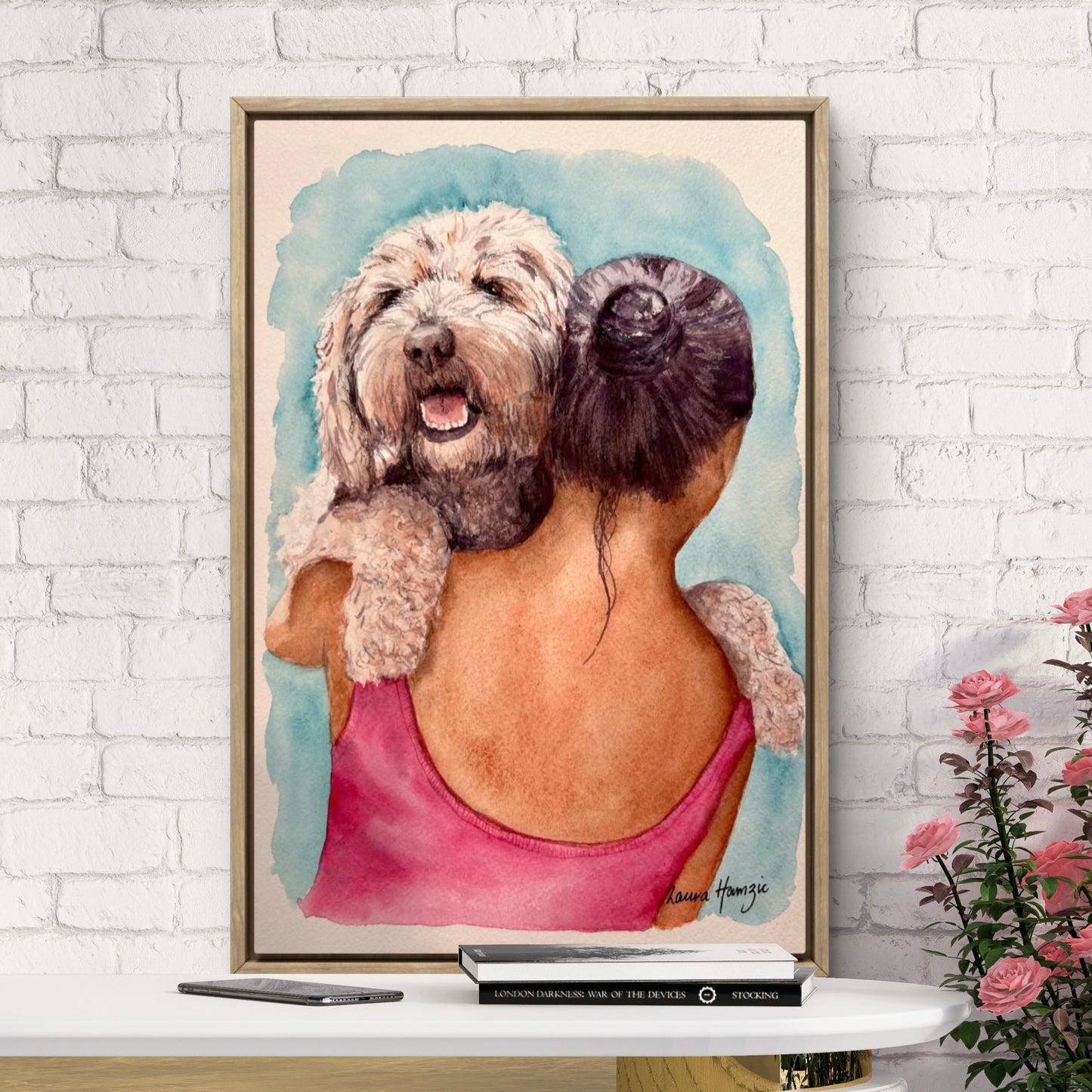 Custom artwork pet portrait by Laura Hamzic