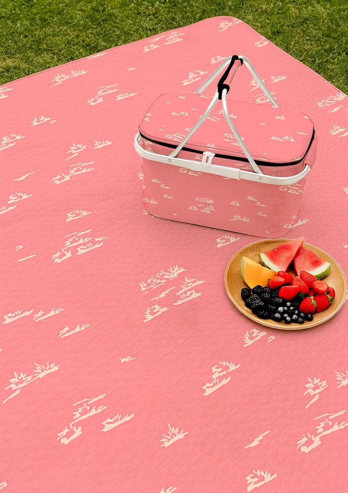 Picnic mat with Spinifex Scatter playful grass surface pattern – spiky scraggly spinifex design inspired by the Australian outback, bold textured outdoor textile.