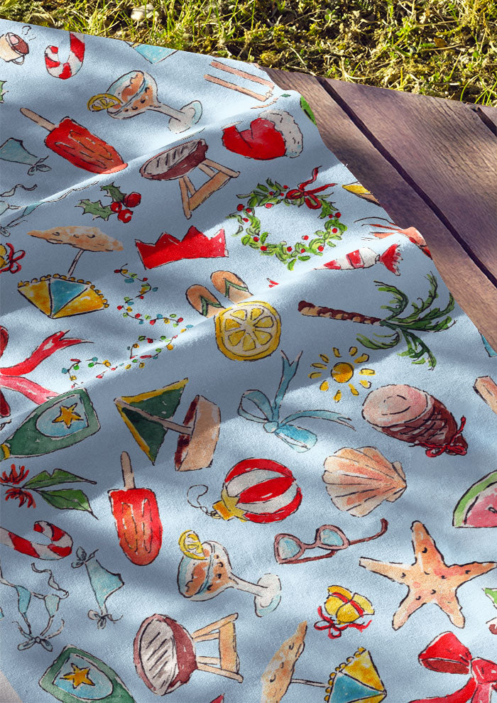 Fun Australian Christmas fabric design by Brisbane Surface Pattern Designer Laura Hamzic available on Cloth Cuts