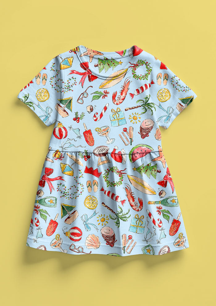 Girls Summer Christmas dress by Australian Surface Pattern Designer Laura Hamzic
