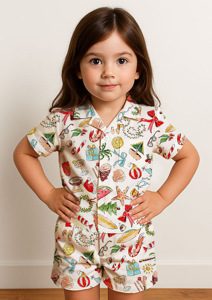 Kids Christmas PJs with Australian Summer designs by Sydney Pattern Designer Laura Hamzic