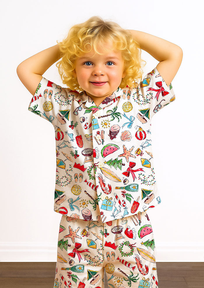 Kids Christmas PJs with Australian Summer designs by Melbourne Pattern Designer Laura Hamzic