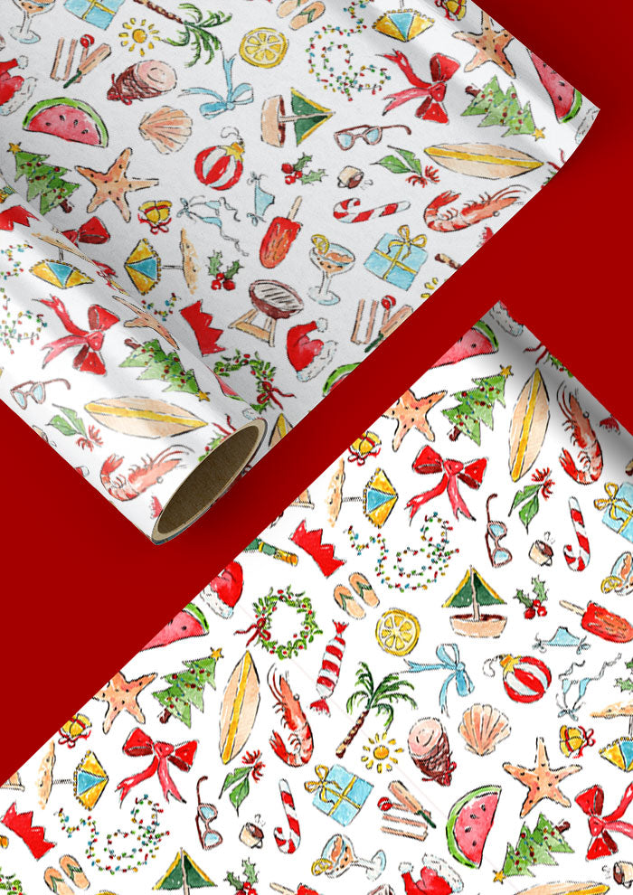 Christmas wrapping paper with Australian Summer designs by Sydney Pattern Designer Laura Hamzic