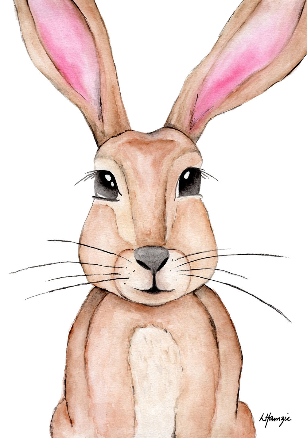 Woodland Rabbit captured in watercolour by Australian Artist Laura Hamzic
